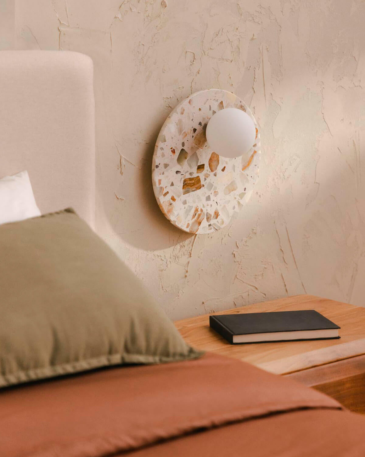Lunas terrazzo wall light with side sphere