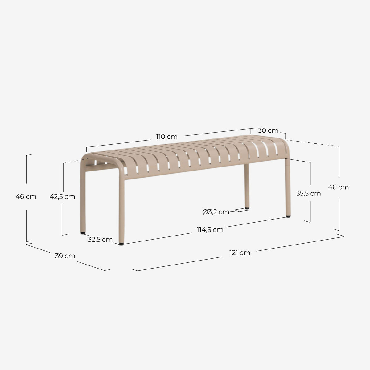 Tavo metal garden bench
