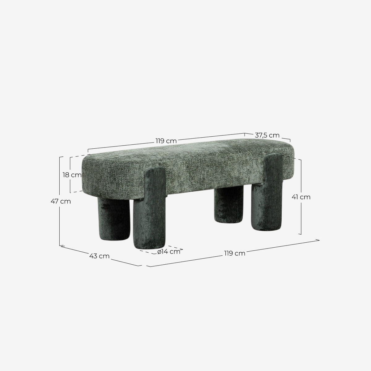 Eleri Fabric Bench