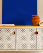 Low sideboard 3 doors 115x40 cm in laminated steel and Varys pine wood