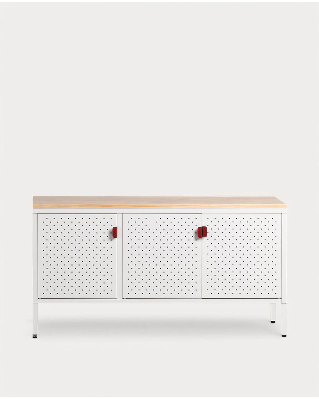 Low sideboard 3 doors 115x40 cm in laminated steel and Varys pine wood