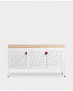 Low sideboard 3 doors 115x40 cm in laminated steel and Varys pine wood