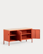 Low sideboard 3 doors 115x40 cm in laminated steel and Varys pine wood