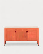 Low sideboard 3 doors 115x40 cm in laminated steel and Varys pine wood