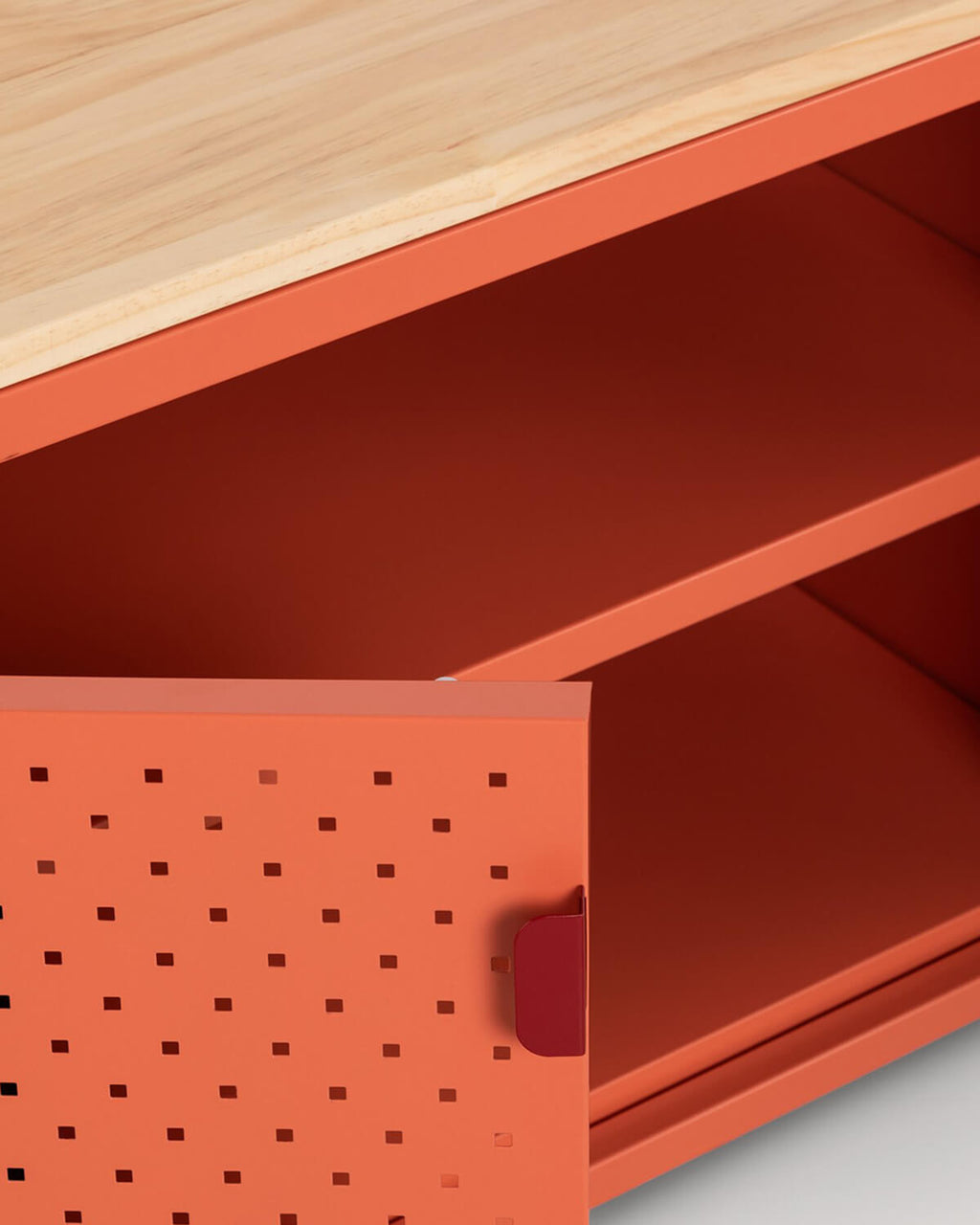 Low sideboard 3 doors 115x40 cm in laminated steel and Varys pine wood