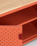 Low sideboard 3 doors 115x40 cm in laminated steel and Varys pine wood