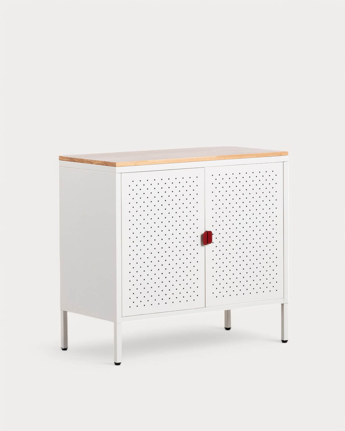 Low sideboard with 2 doors 80x41 cm in laminated steel and Varys pine wood