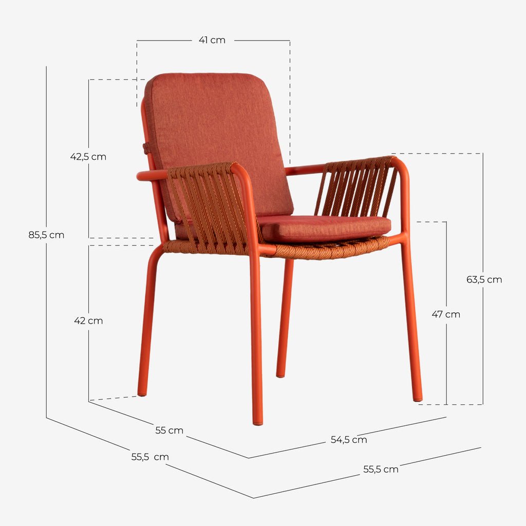 Drian aluminum and rope outdoor chair
