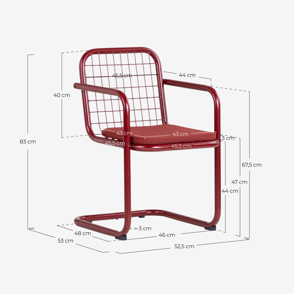 Biaritz dining chair with metal armrests