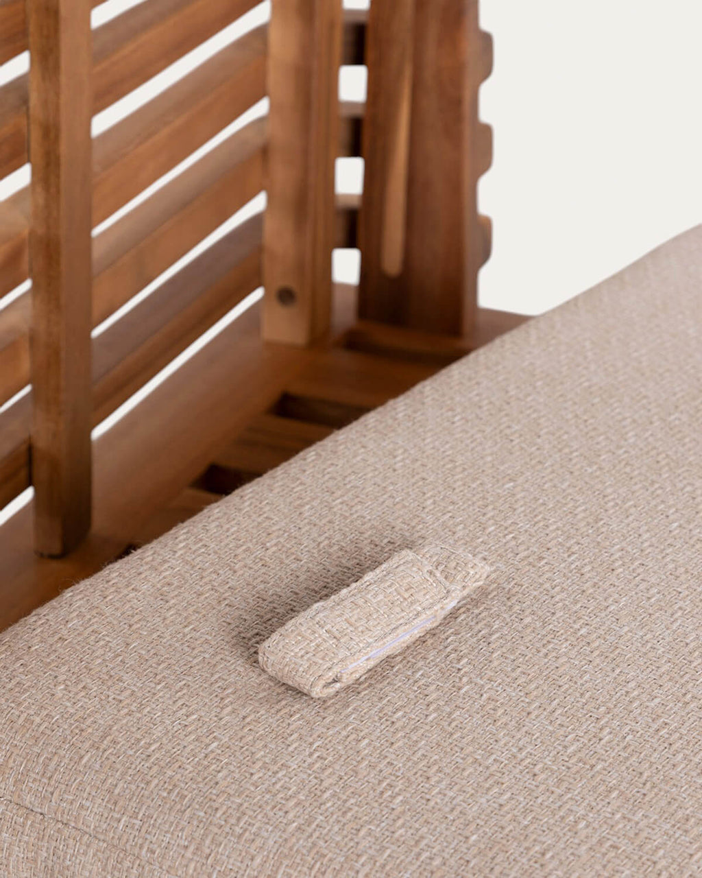 Acacia wood outdoor chair with Hazan fabric cushions