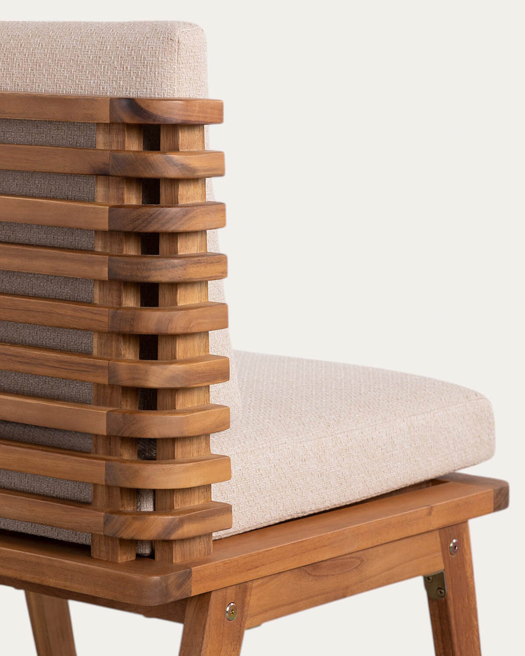 Acacia wood outdoor chair with Hazan fabric cushions