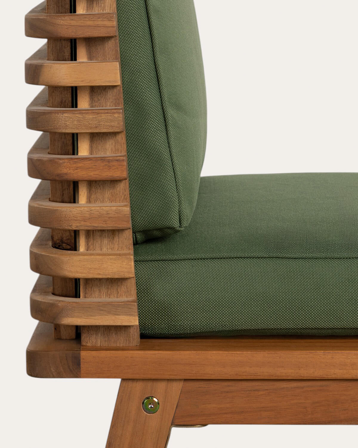 Acacia wood outdoor chair with Hazan fabric cushions