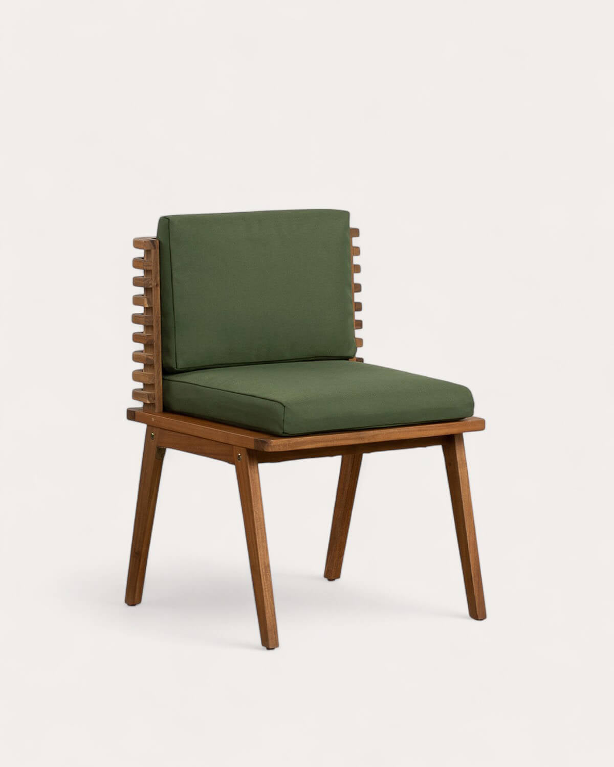 Acacia wood outdoor chair with Hazan fabric cushions