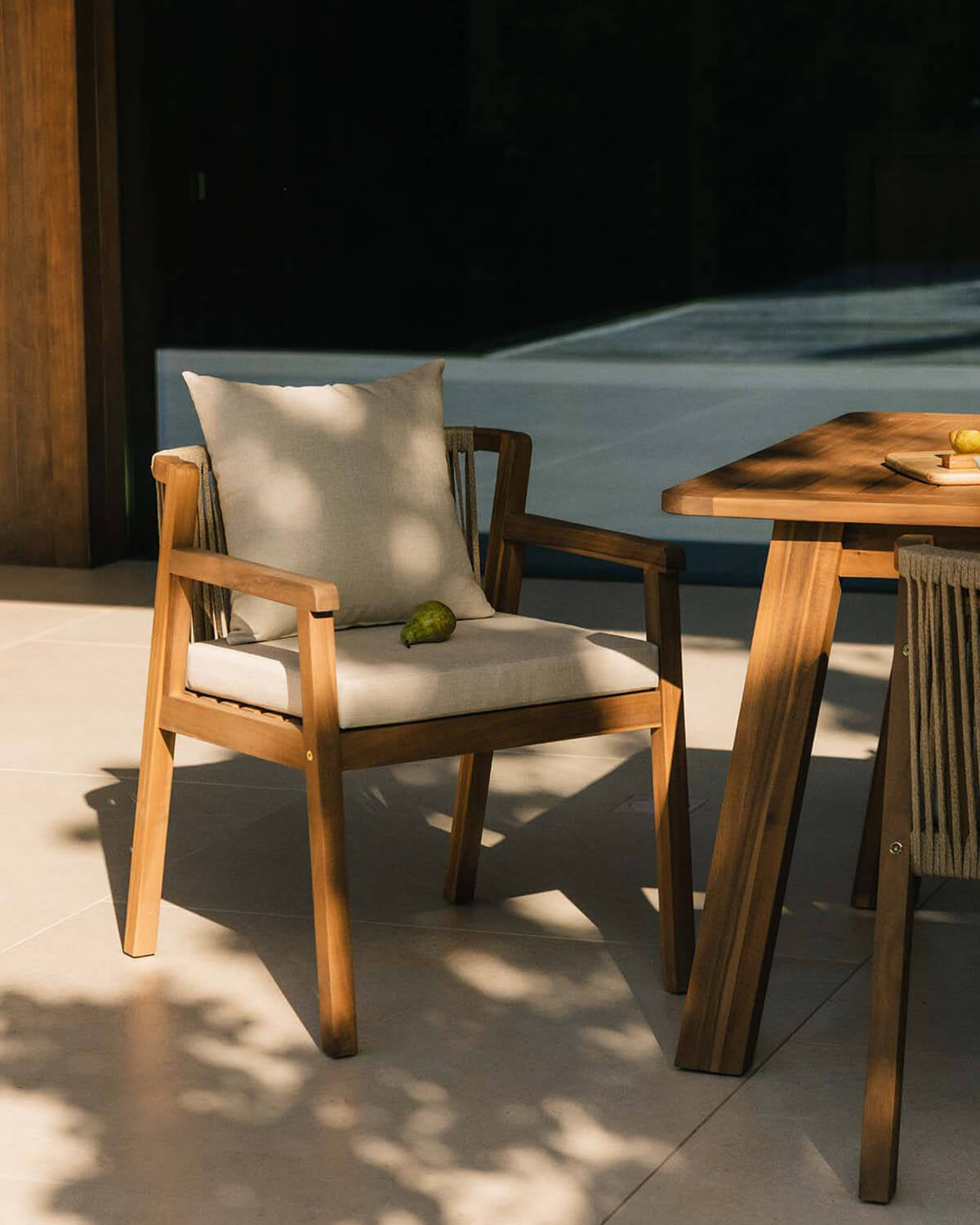 Cael Acacia Wood Outdoor Chair