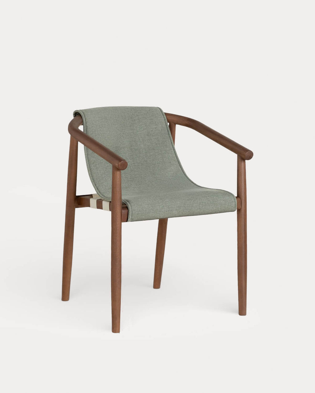 Outdoor chair in eucalyptus wood and Clhoti fabric