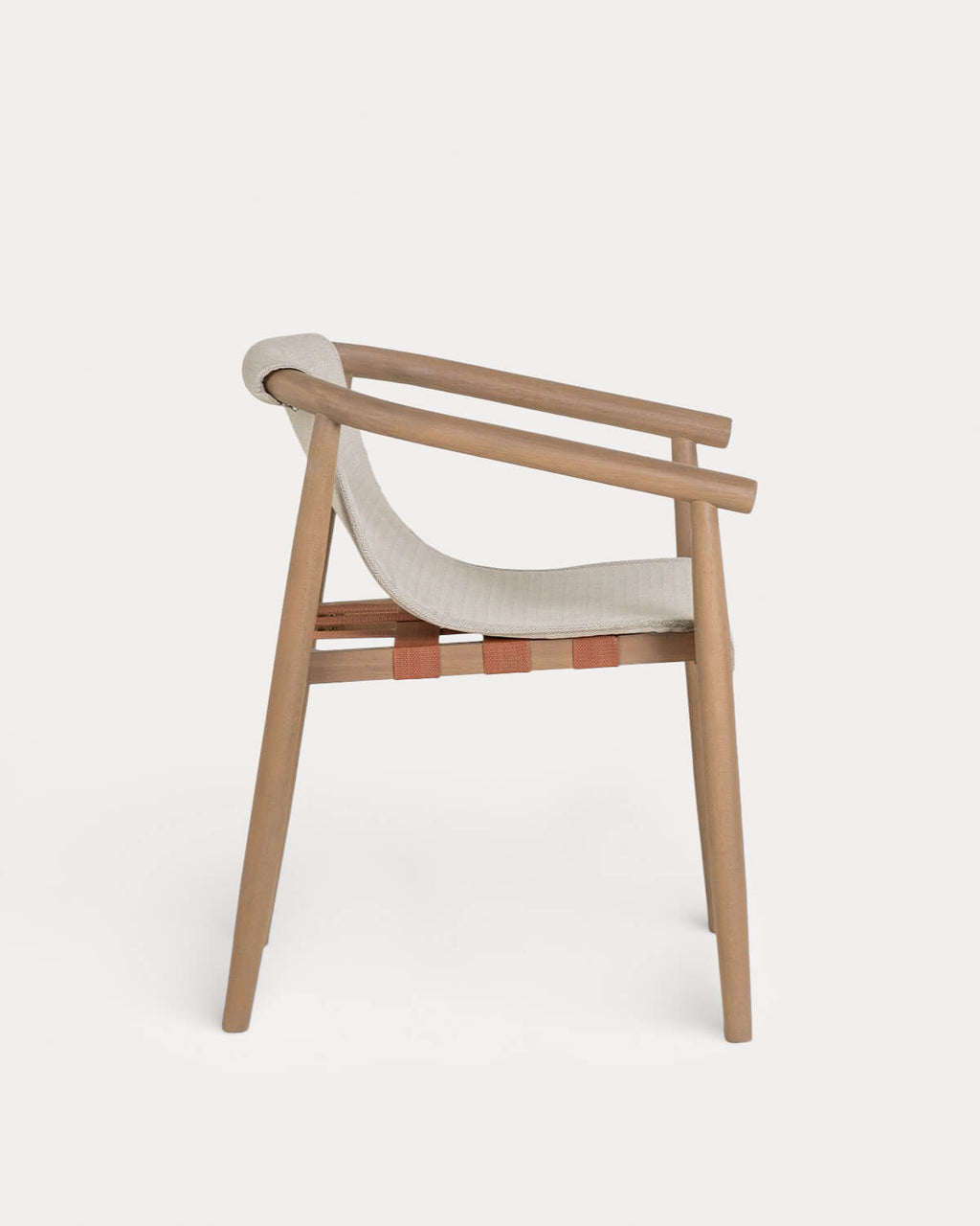 Outdoor chair in eucalyptus wood and Clhoti fabric