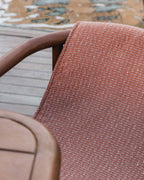 Outdoor chair in eucalyptus wood and Clhoti fabric