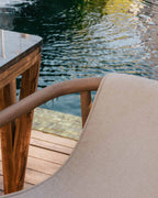 Outdoor chair in eucalyptus wood and Clhoti fabric