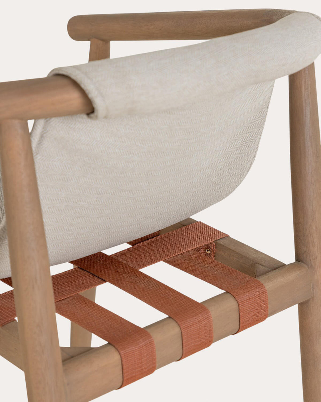 Outdoor chair in eucalyptus wood and Clhoti fabric