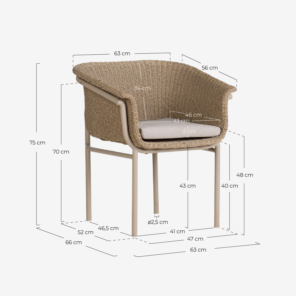 Caitlyn Metal and Rattan Outdoor Chair