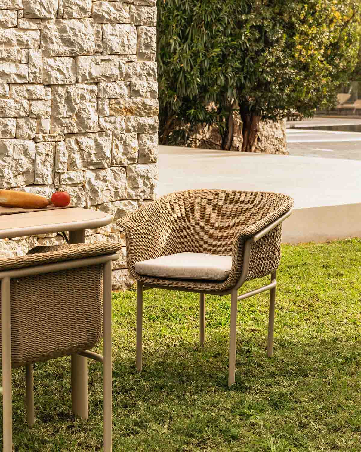 Caitlyn Metal and Rattan Outdoor Chair
