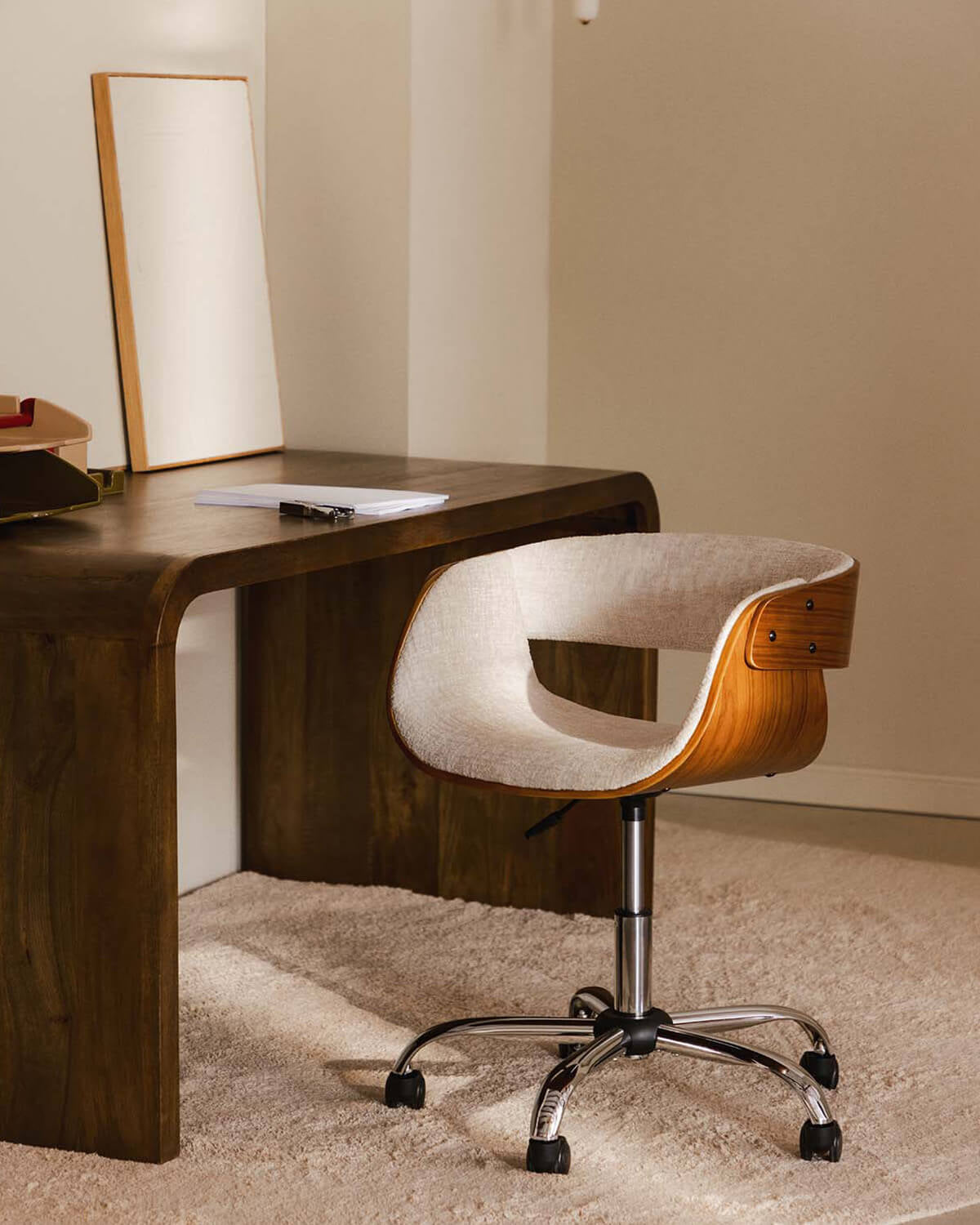 Berlin adjustable wood and fabric office chair