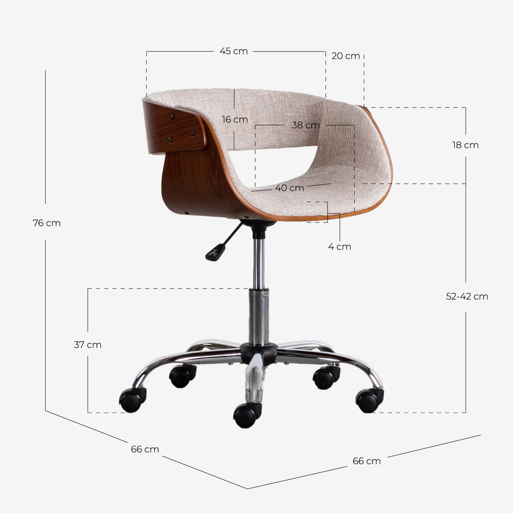 Berlin adjustable wood and fabric office chair