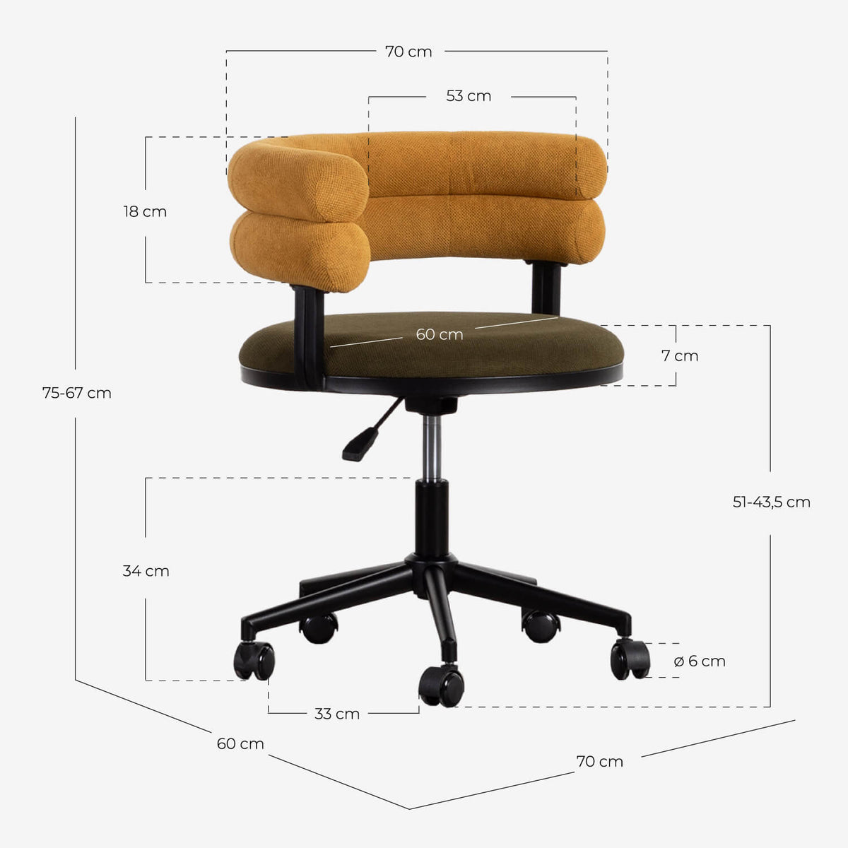 Aixa adjustable metal and fabric office chair