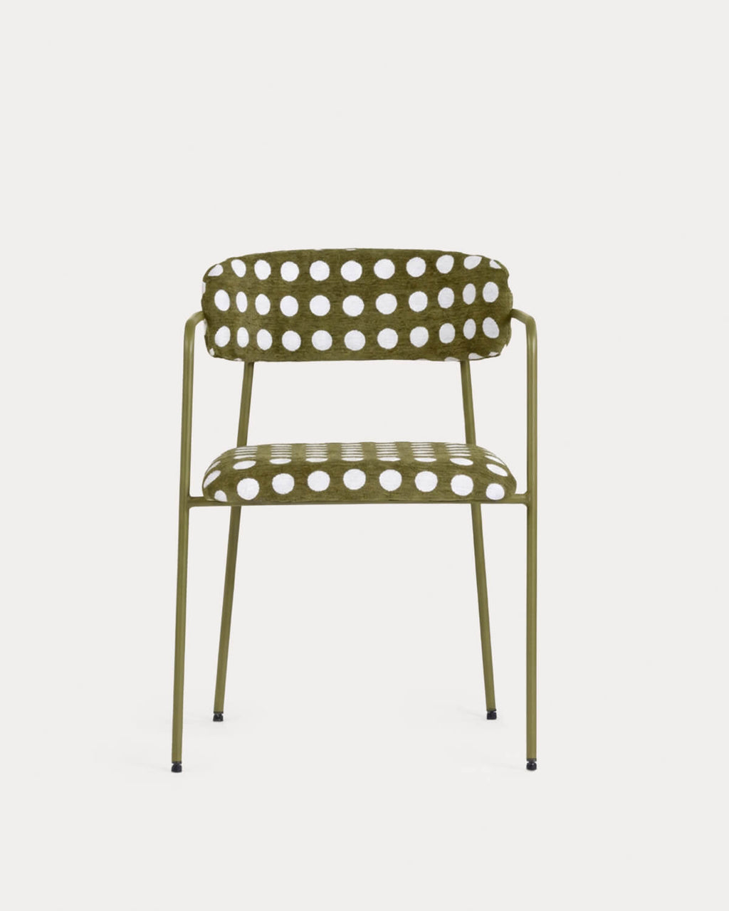 Dining room chair with metal armrests and Myretia fabric