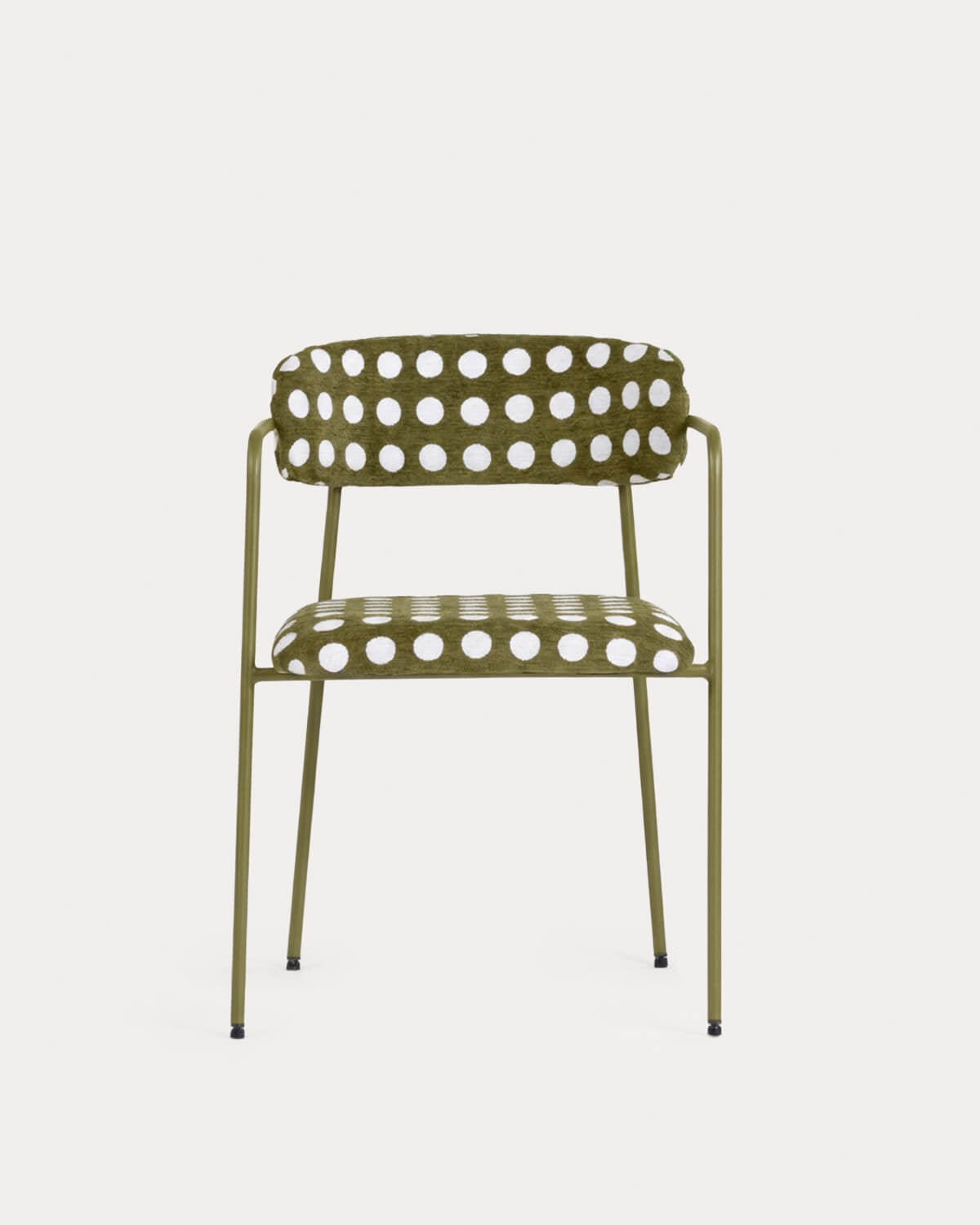 Dining room chair with metal armrests and Myretia fabric