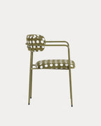 Dining room chair with metal armrests and Myretia fabric