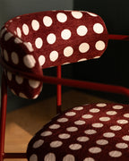 Dining room chair with metal armrests and Myretia fabric
