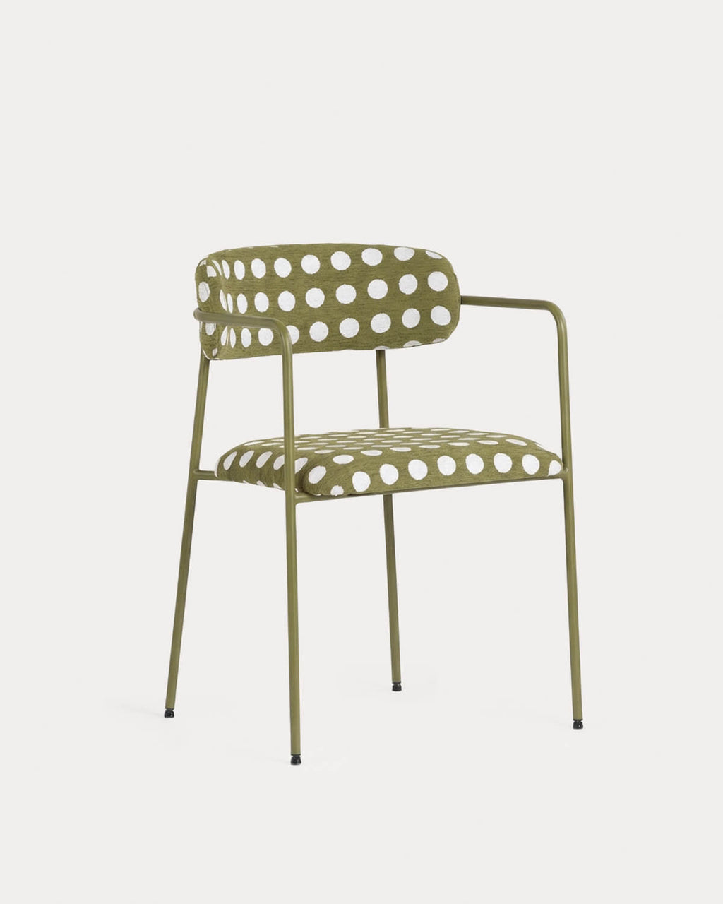 Dining room chair with metal armrests and Myretia fabric