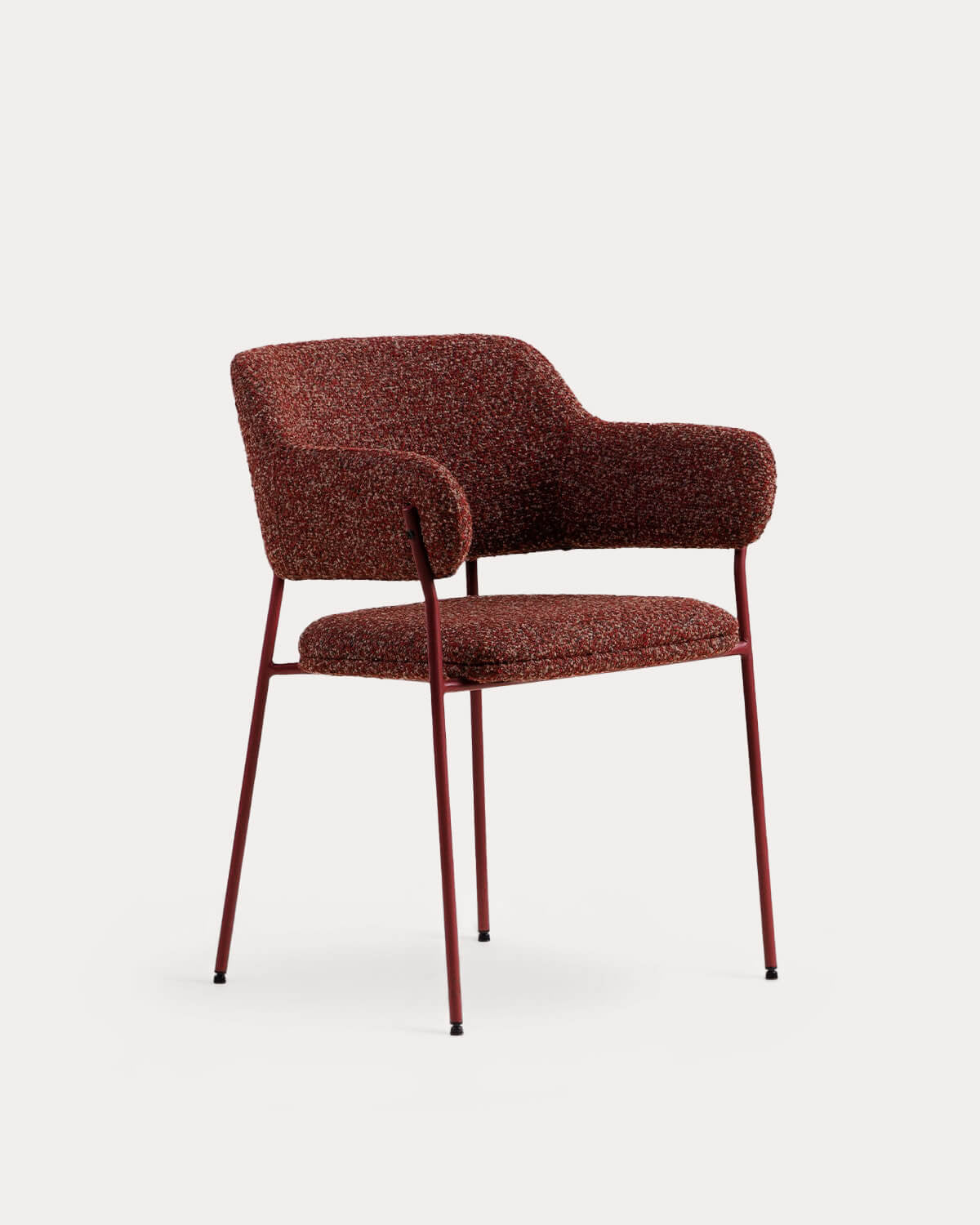 Dining room chair with armrests in fabric and metal Stana