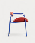 Dining chair with armrests in velvet and Ilan fabric