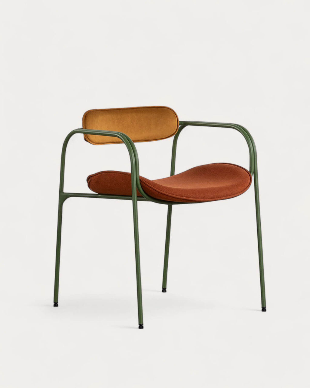Dining chair with armrests in velvet and Ilan fabric