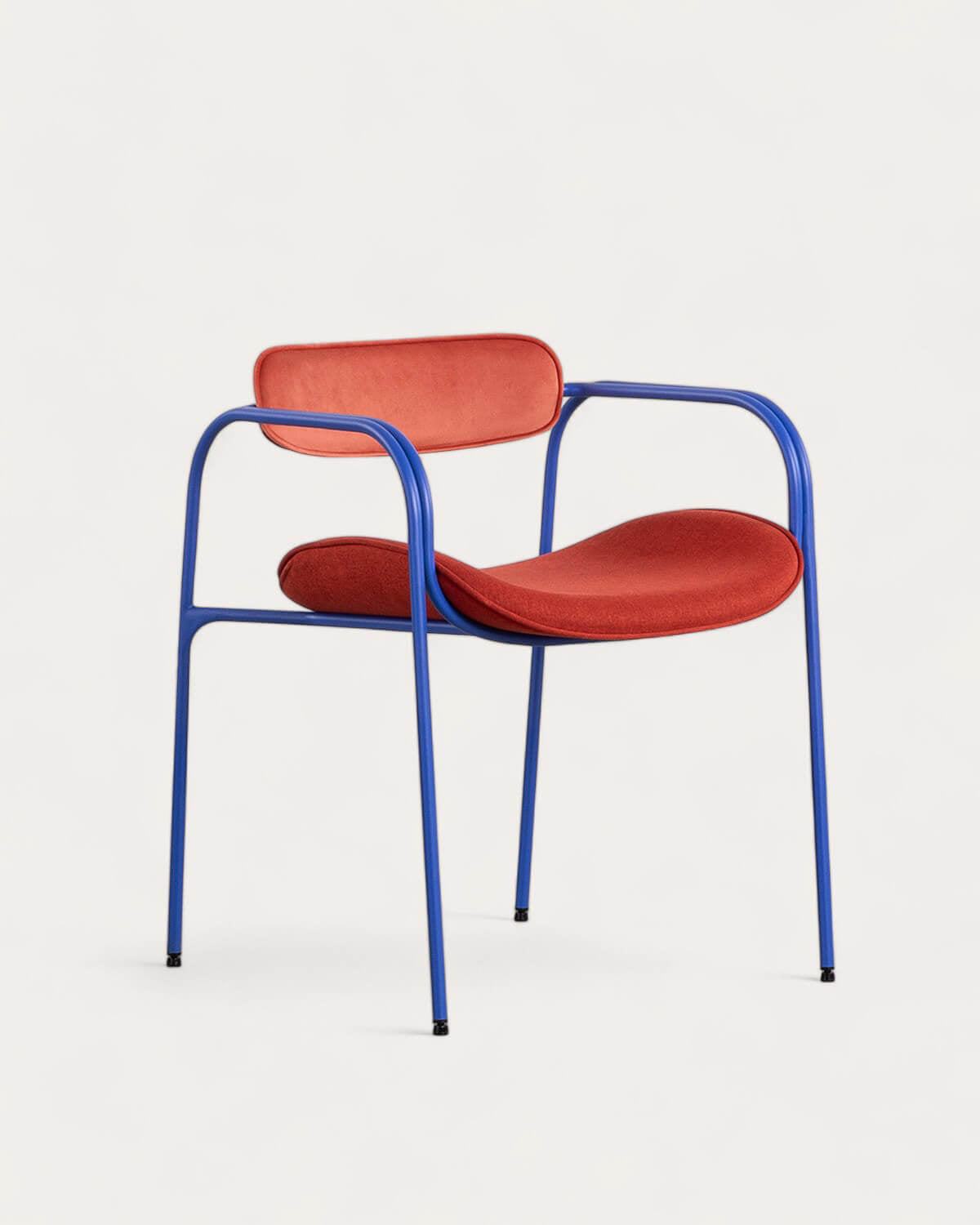 Dining chair with armrests in velvet and Ilan fabric