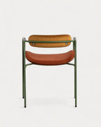 Dining chair with armrests in velvet and Ilan fabric