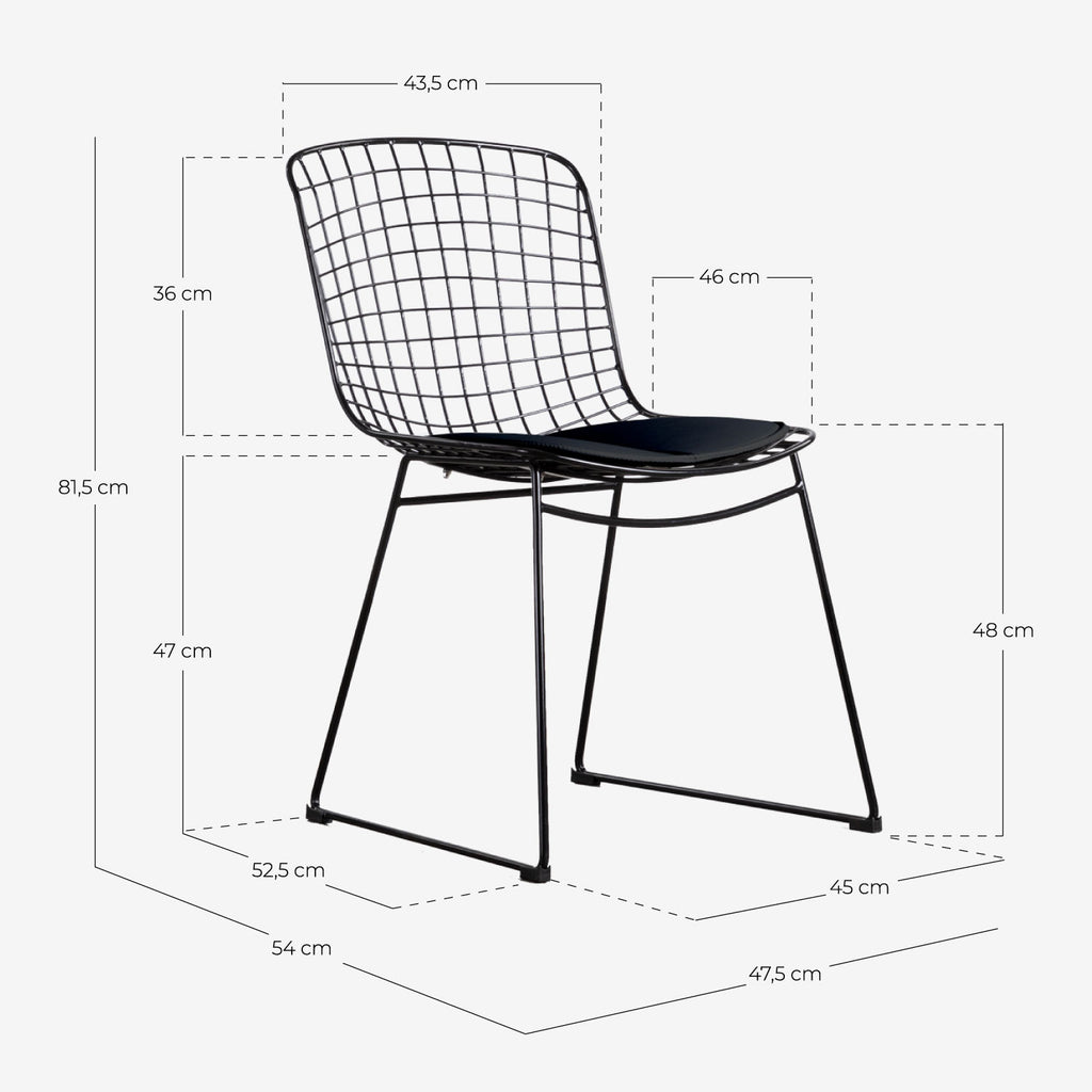 Aras High Back Metal Dining Chair