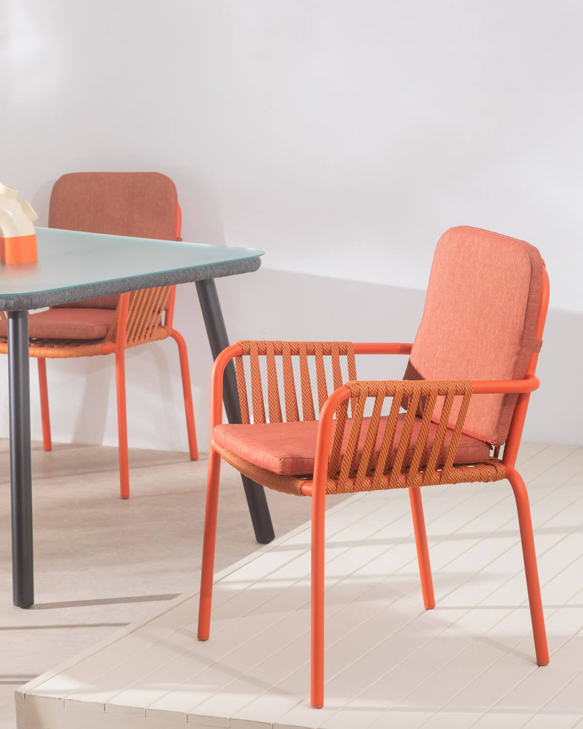 Drian Aluminum and Rope Dining Chair