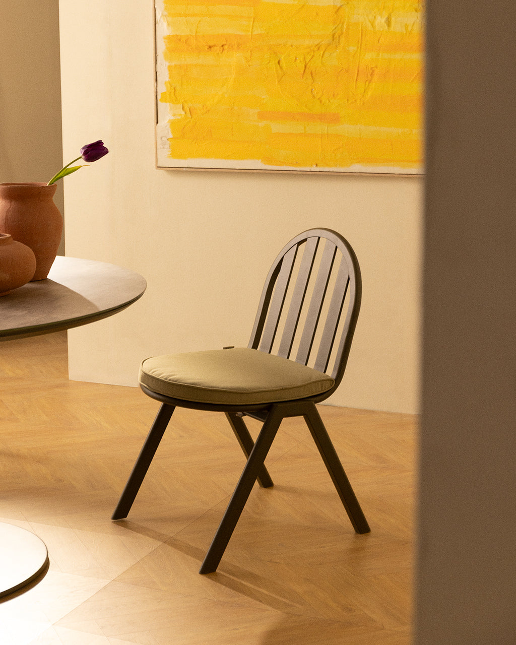 Aluminum and fabric dining chair Llibet