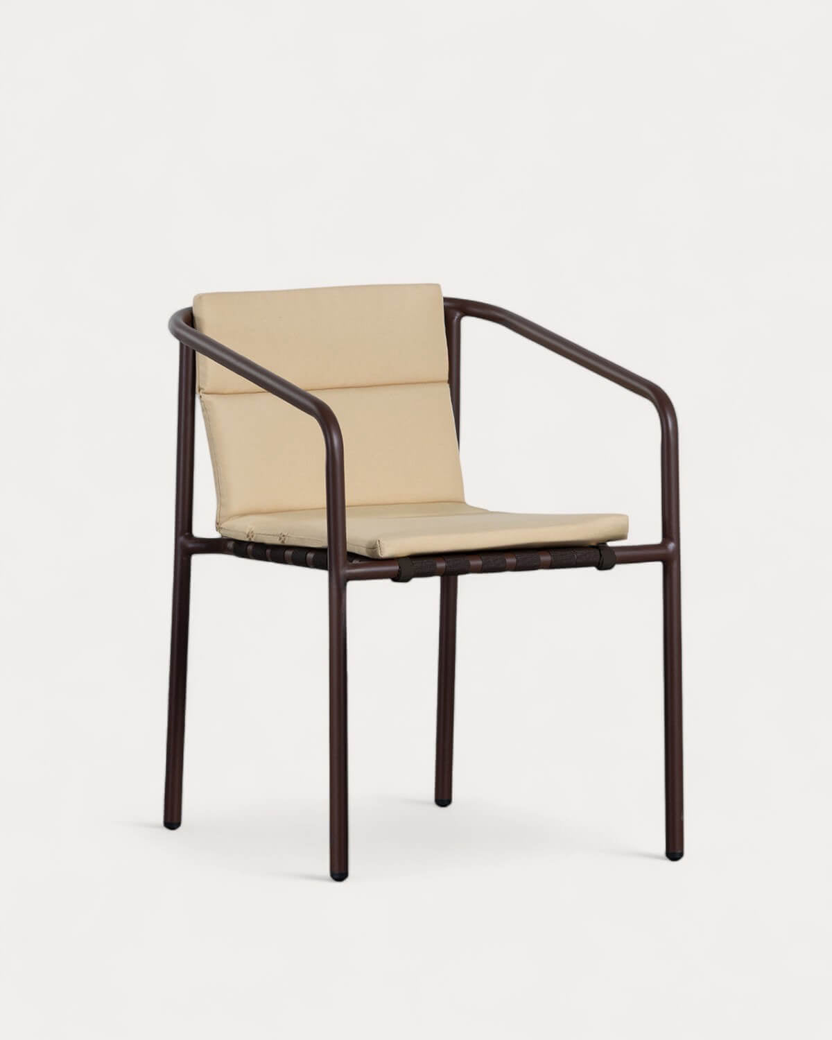 Dining chair with armrests in aluminum and Vinke fabric