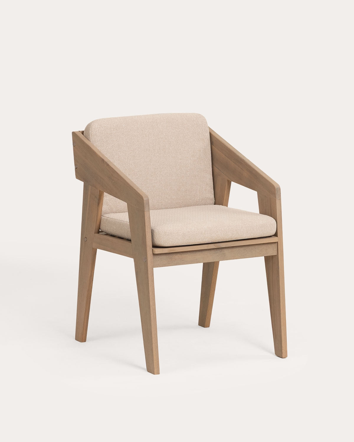 Tanon Acacia Wood Dining Chair with Armrests