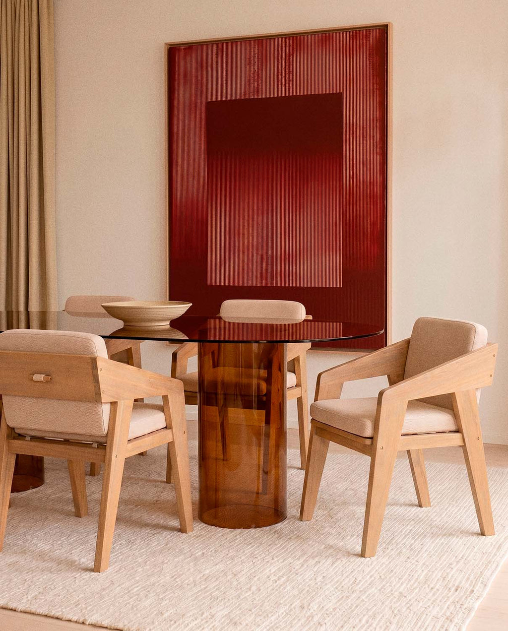 Tanon Acacia Wood Dining Chair with Armrests