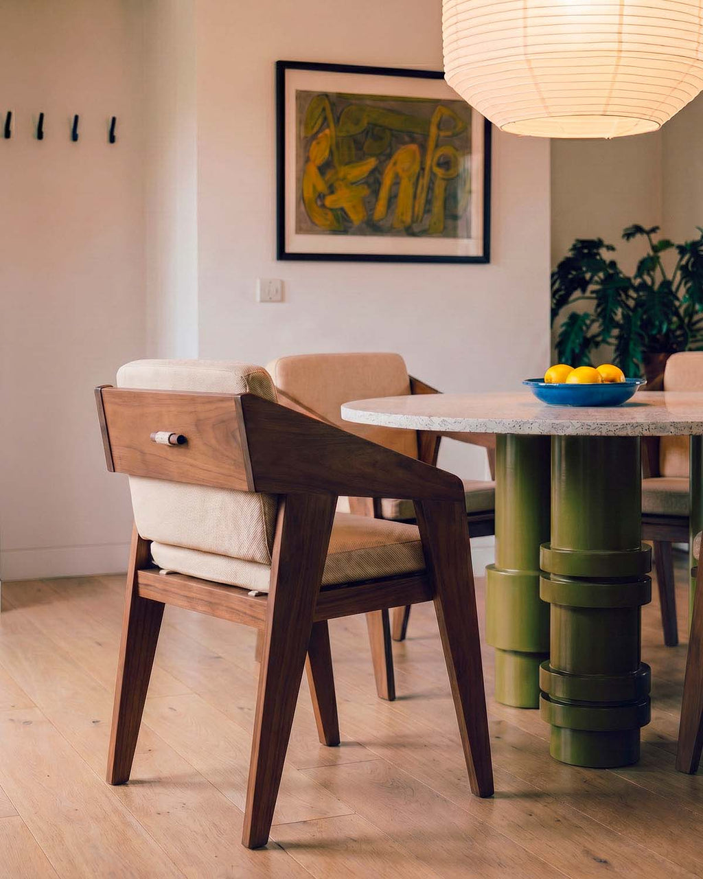 Tanon Acacia Wood Dining Chair with Armrests