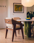 Tanon Acacia Wood Dining Chair with Armrests