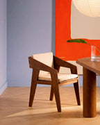 Tanon Acacia Wood Dining Chair with Armrests