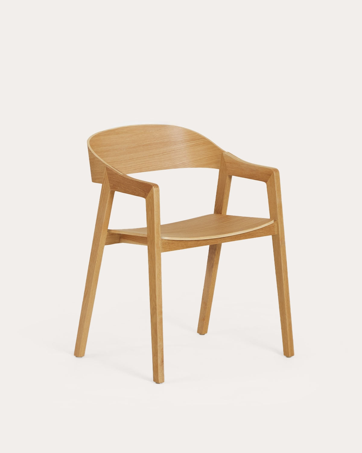 Oak wood dining chair with armrests Laly