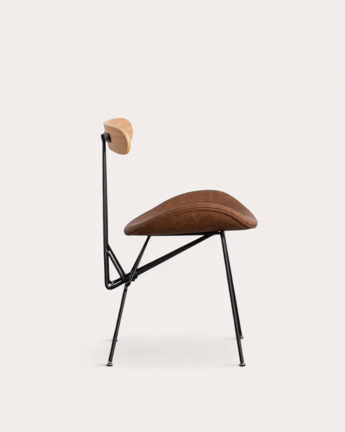 Brunela Faux Leather and Wood Dining Chair
