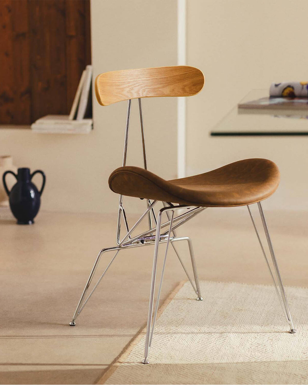 Brunela Faux Leather and Wood Dining Chair